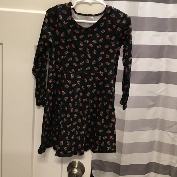 The Children's Place Black Dress with Red Floral Design - Picture 1 of 3